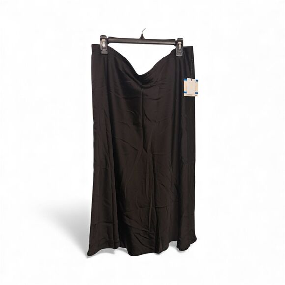 Anne Klein, Black Satin Midi Skirt, Size Petite XL (NWT) - Picture 2 of 6